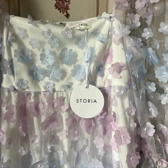 NEW Storia Babydoll Mini Dress Purple Medium - Picture 5 of 7